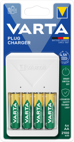 Ladegerät Plug Charger 4x AA 56706 2100mAh