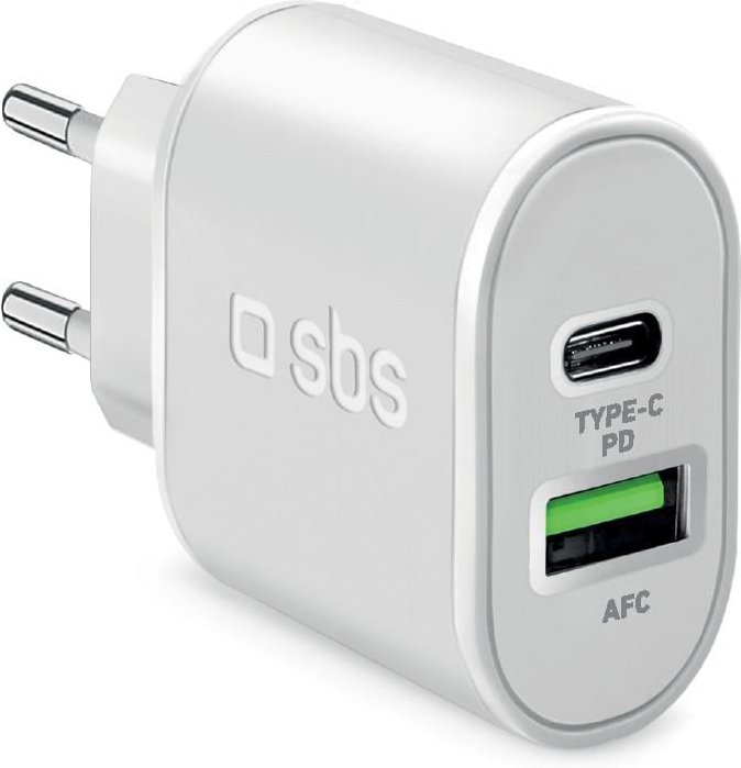 Schnellladegerät, 20 W, USB-A und USB-C, Weiß