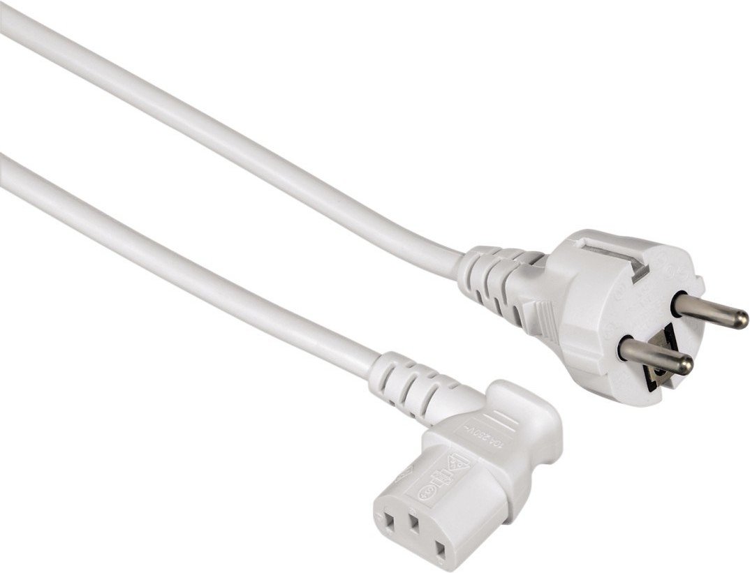 Kaltgeräte-Zuleitung mit 90° Winkelkupplung, 5 m, Weiß (00044244)