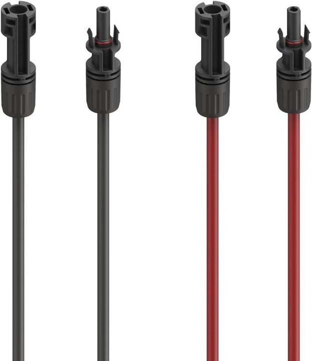 Solarkabel Verlängerung für PV-Anlage, MC4, 4 mm², 2x 1,5 m, Rot u. Schwarz (00223900)