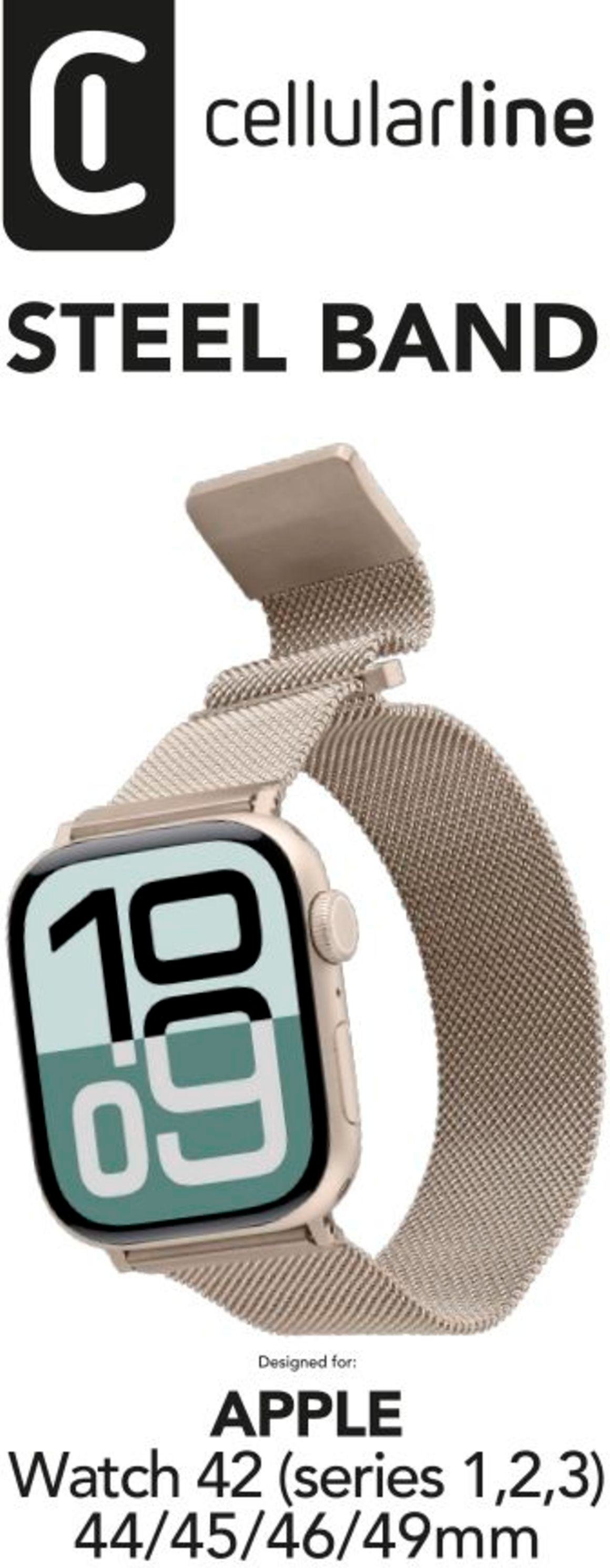 Steel Band für Apple Watch (Serie 1/ 2/ 3) 44/ 45/ 46/ 49mm Milanaise Beige (61127)