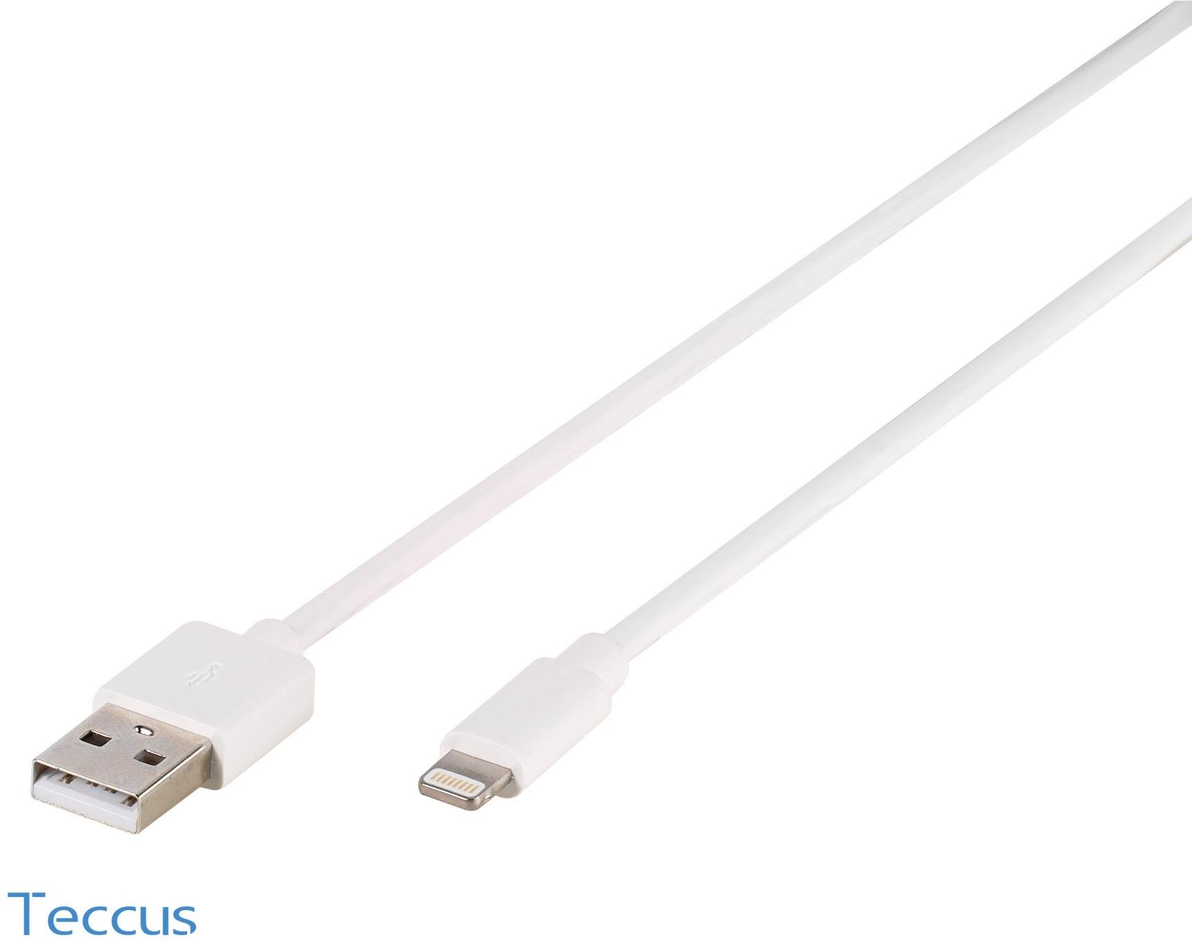 Teccus Charging Cable, Lightning Daten- u. Ladekabel, 1,2m weiß (62679)