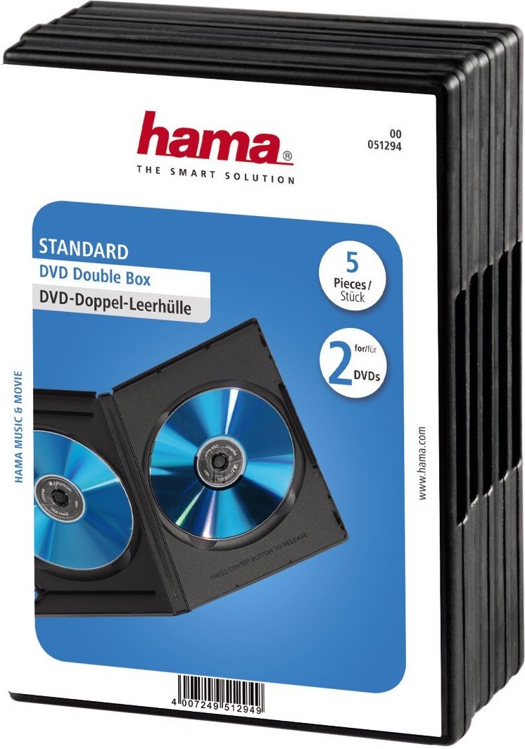 DVD-Doppel-Leerhülle Standard, 5er-Pack, Schwarz (00051294)