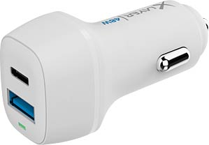 USB-C Power Delivery 30W / USB-A QC 3.0 18W Dual KFZ-Ladegerät, weiß