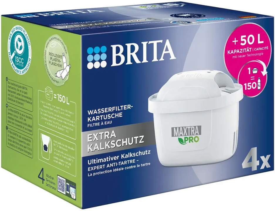 Wasserfilter-Kartusche MAXTRA PRO Extra Kalkschutz 4er Pack
