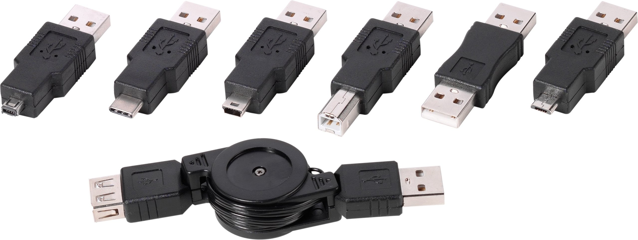 USB Adapter Set mit USB Kabelaufroller (45259)