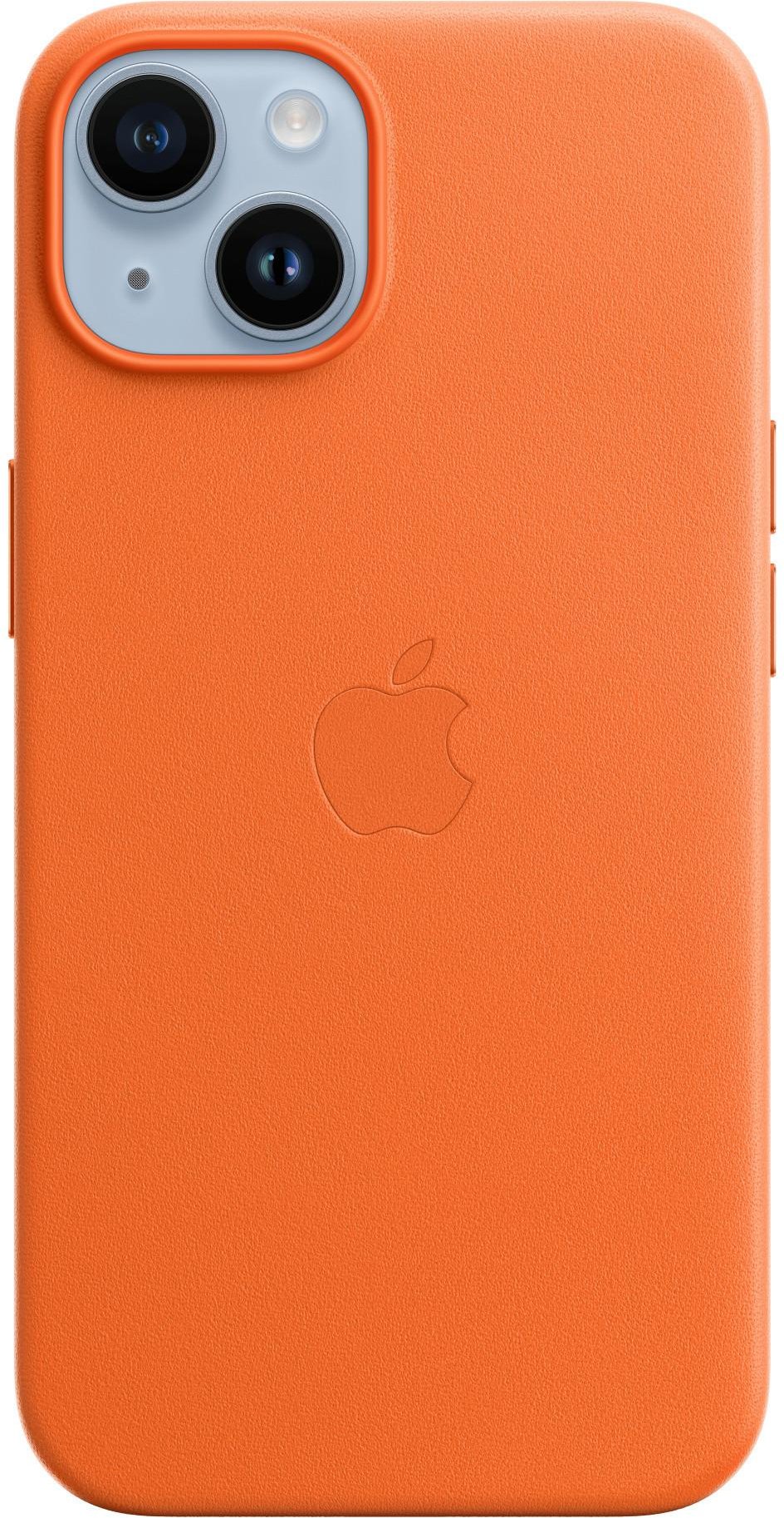 iPhone 14 Leder Case mit MagSafe - Orange Handyhülle