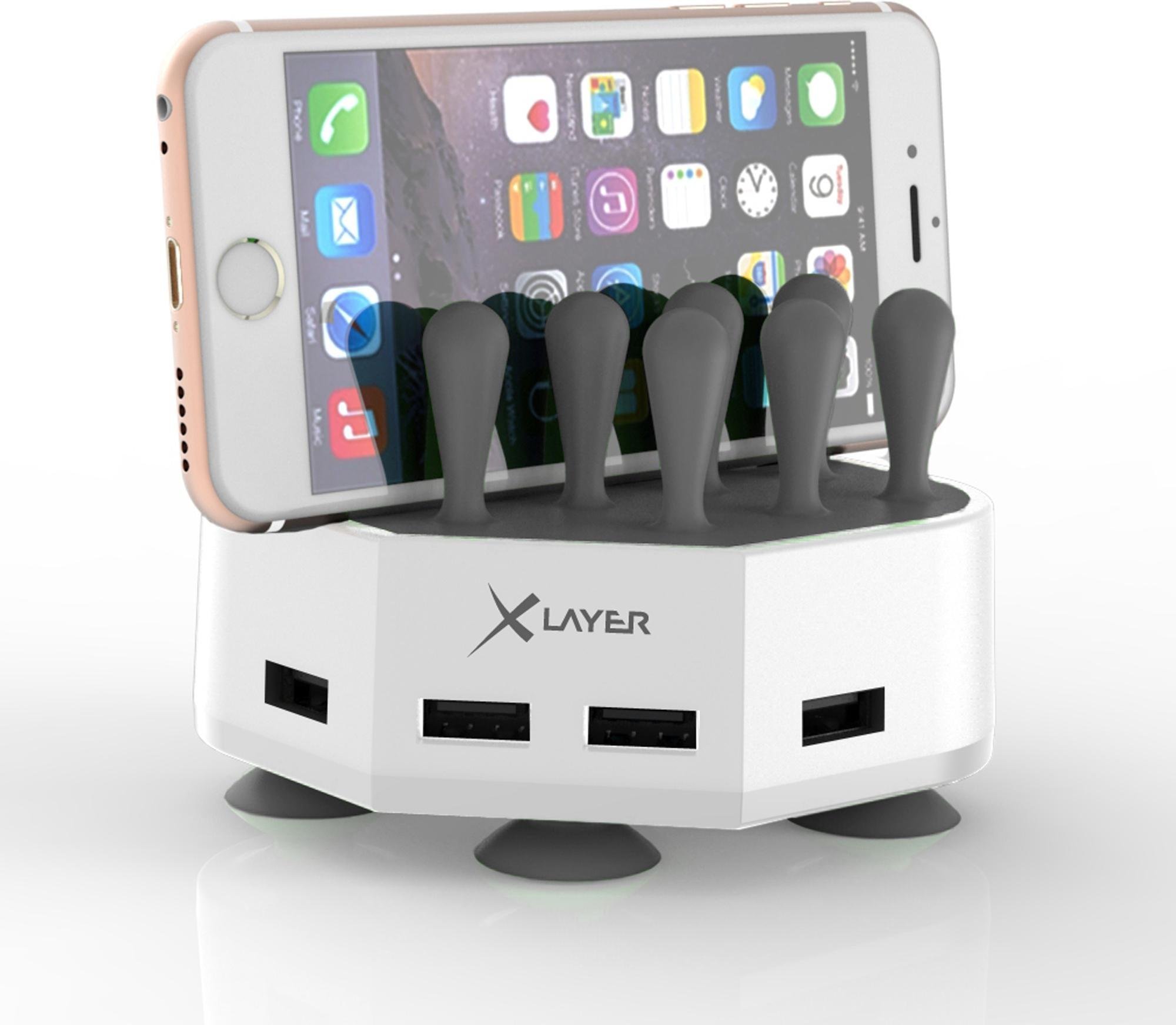 Ladegerät (USB-A) Family Charger Mini, 4-Port USB, grau-weiß