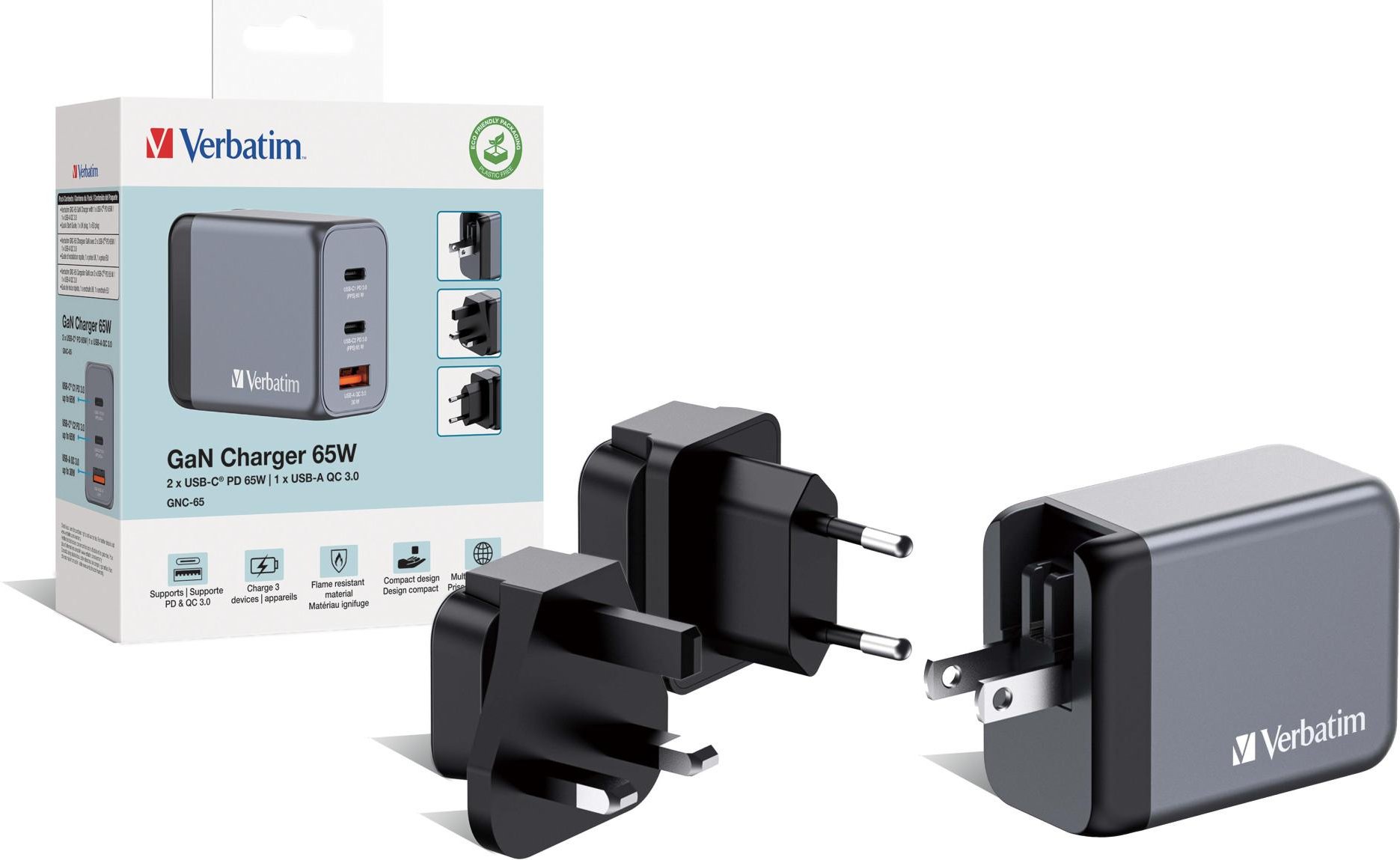 Thumbnail - GNC-35 Universal GaN-Ladegerät, 65 W, USB-C, USB-A, Schwarz/Grau