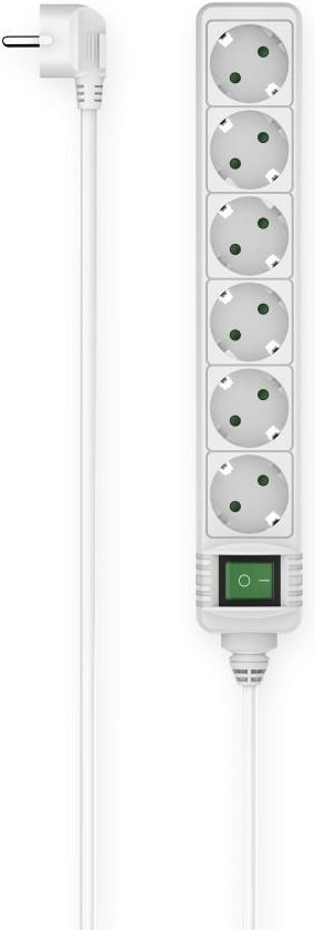 Steckdosenleiste, 6-fach, Schalter, 3 m, Weiß (00223008)