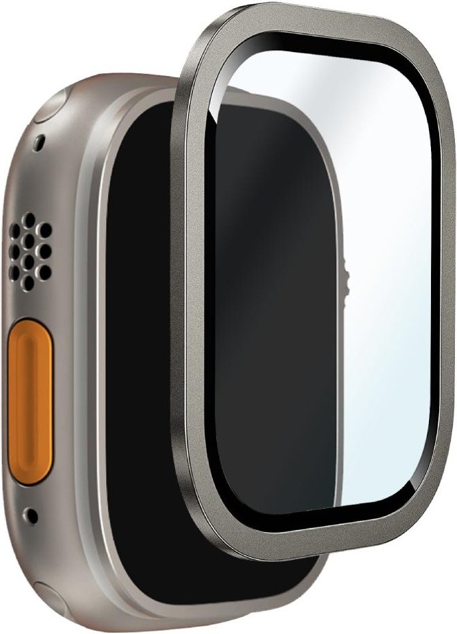 Tempered glass with titanium frame for Apple Watch Ultra and Ultra 2, Transparent
