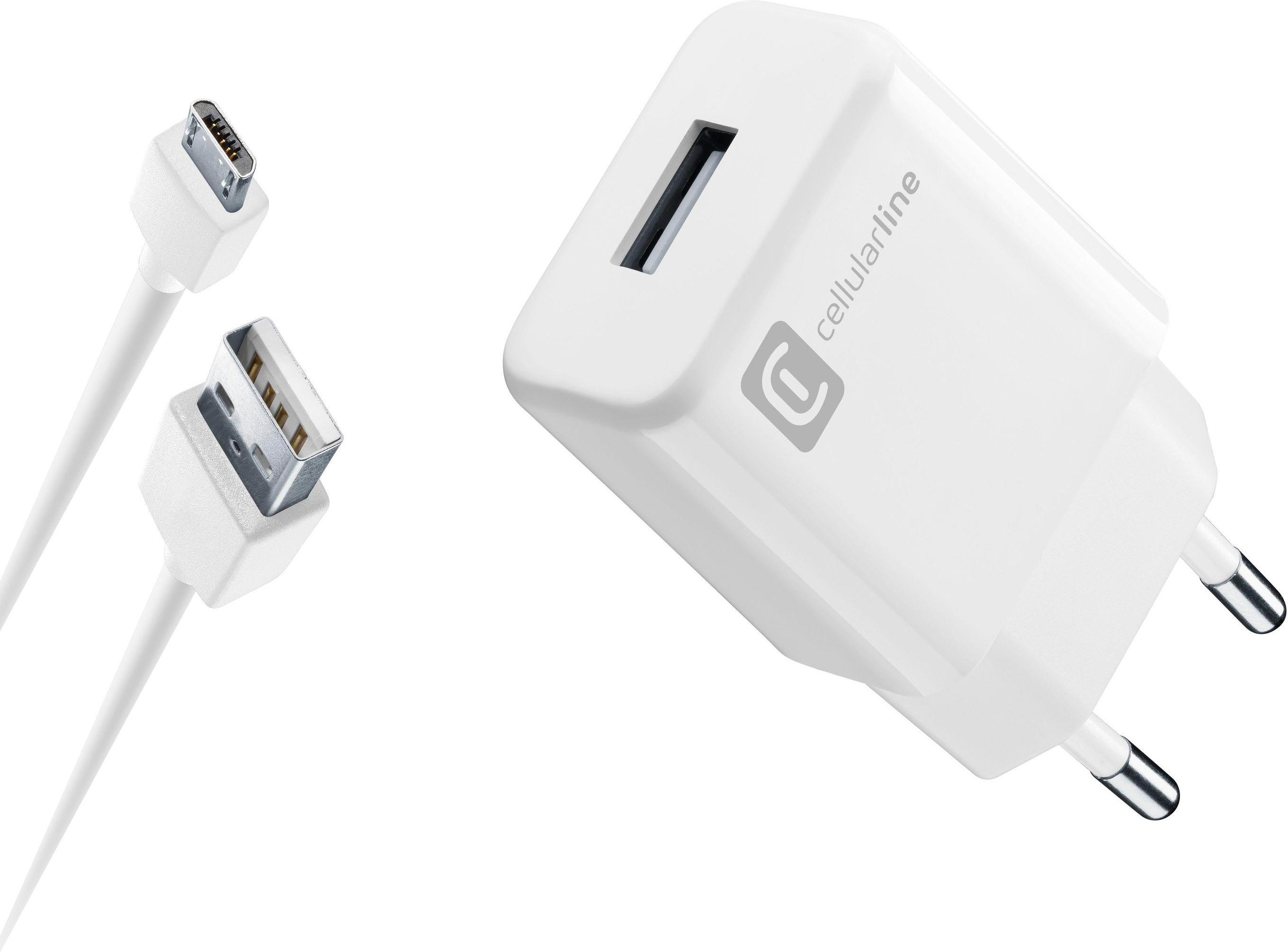 USB Charger Kit 2A mit Micro-USB Kabel 1m White