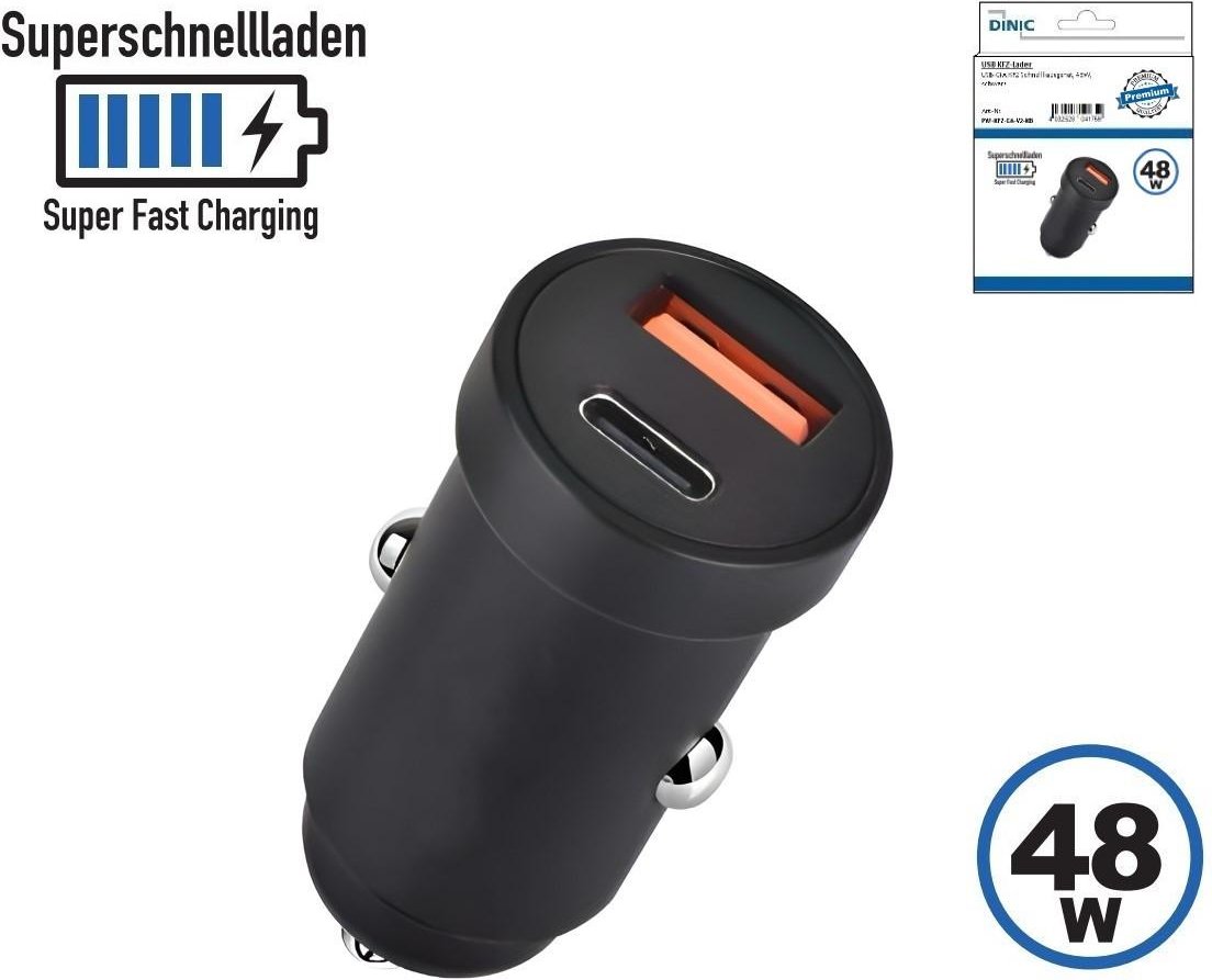 48W KFZ USB C + A, schwarz Autoladegerät
