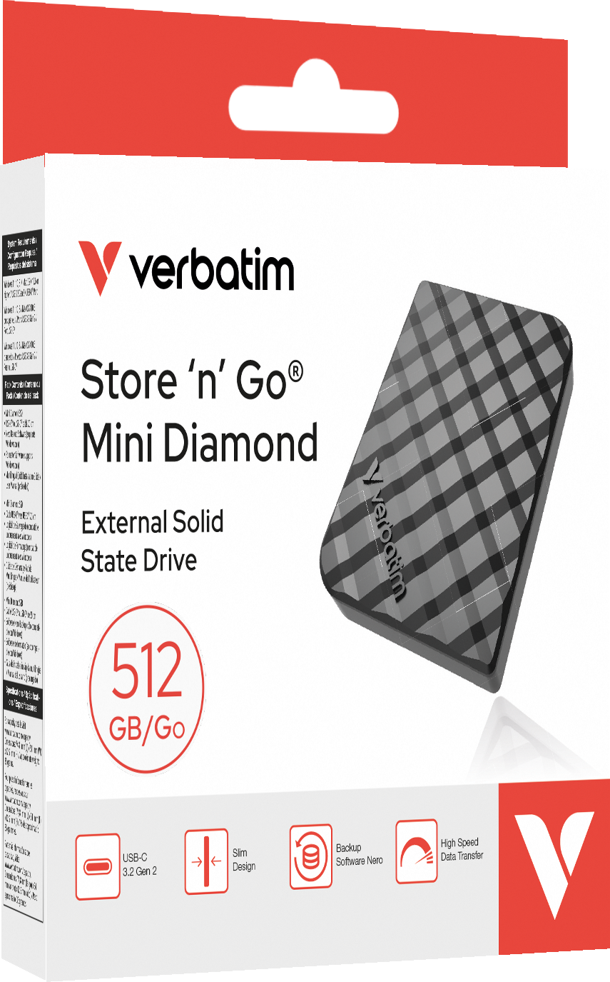 Store 'n' Go Mini Diamond SSD 512 GB, Schwarz