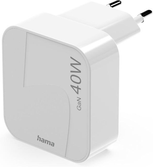 Schnellladegerät, GaN, 2x USB-C, faltbares Mini-Ladegerät, PD, 40 W, Weiß (00125148)