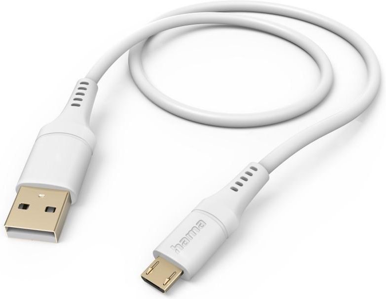 Ladekabel "Flexible", USB-A - Micro-USB, 1,5 m, Silikon, Weiß (00201565)