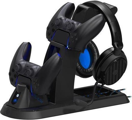 Ultimate Gaming Station mit Headset, Ladestation und Halter für Controller und Headset, PS5, Schwarz