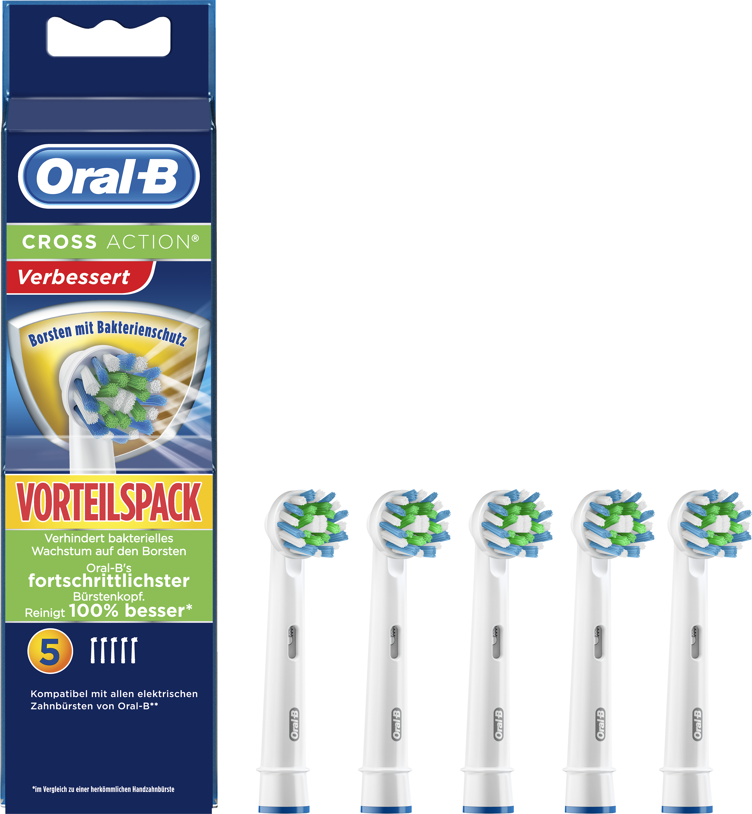 CrossAction mit Bakterienschutz, 5 Stück Aufsteckbürsten