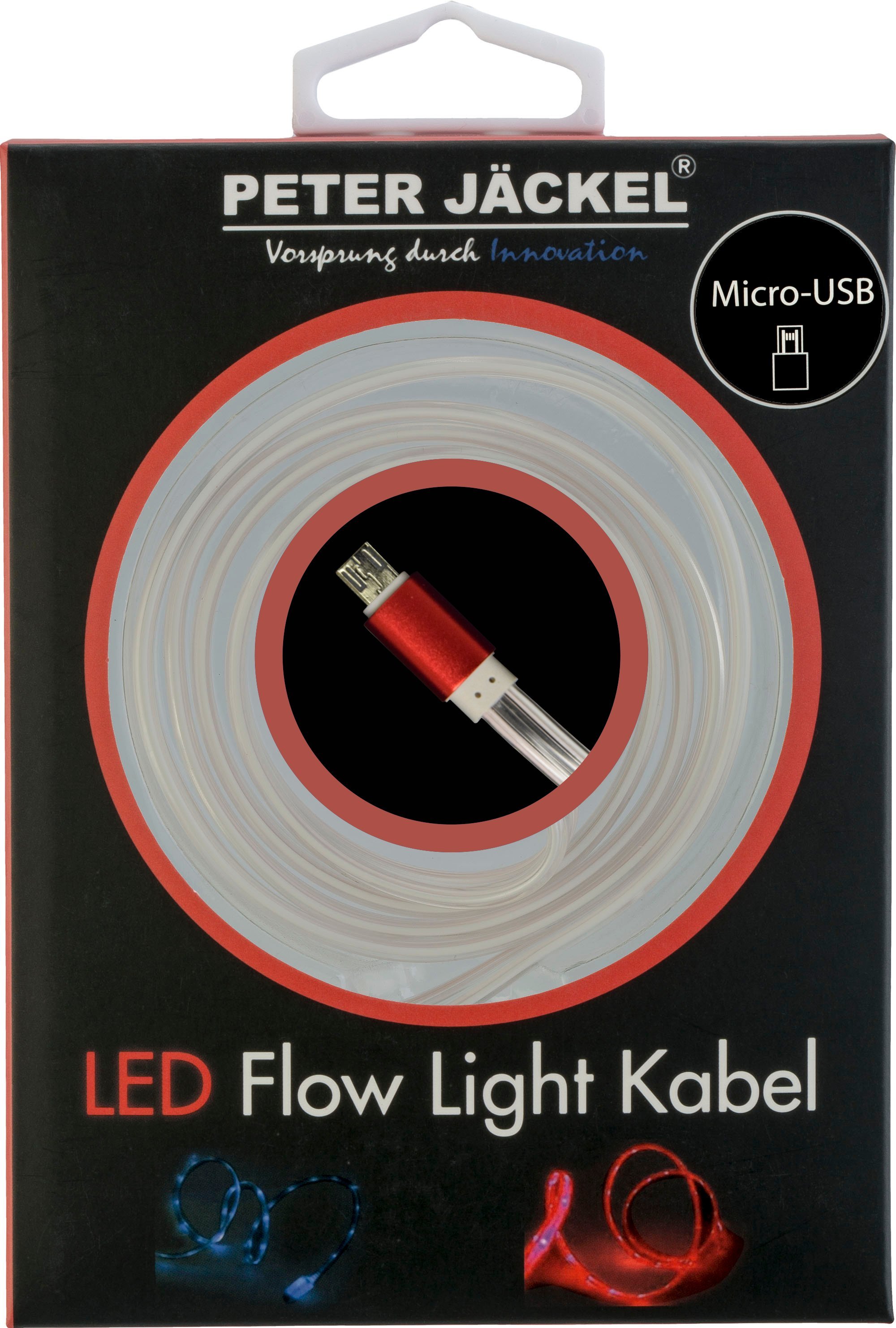 USB LED Flow Light Cable Micro-USB 1m Red mit Sync- und Ladefunktion