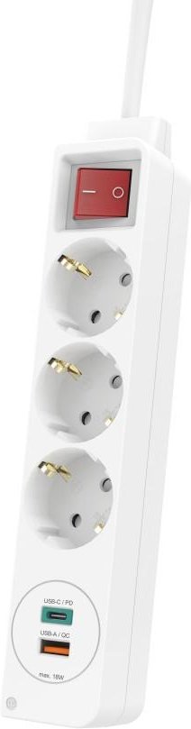 Steckdosenleiste, 3-fach, USB-C-/USB-A-Buchse, PD/Fast Charge, max. 18W, WS (00133757)