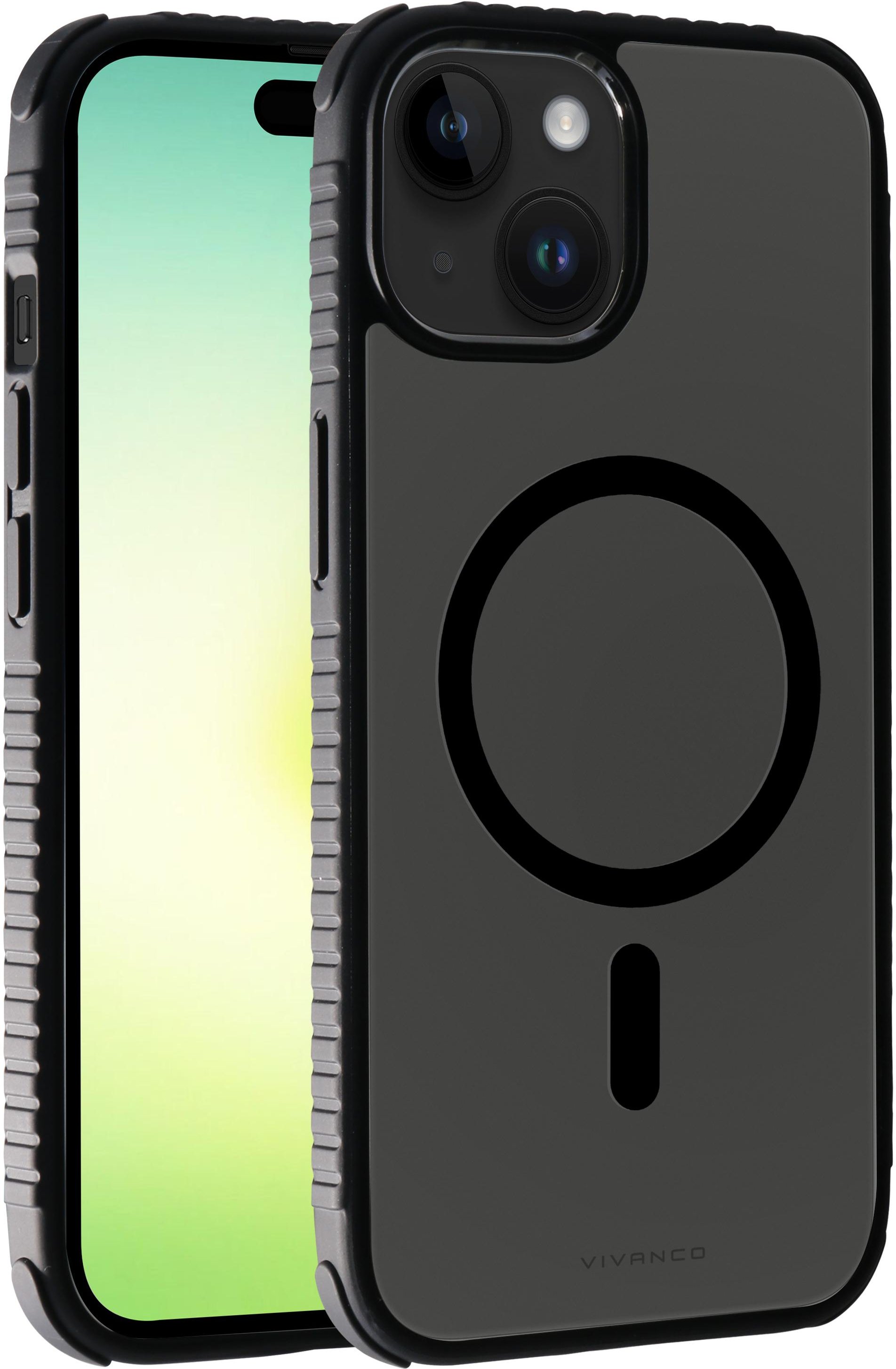 Mag Solid Elite, 360° Anti Shock Cover für iPhone 15 Plus, semi-transparent/schwarz (63911) Handyhülle