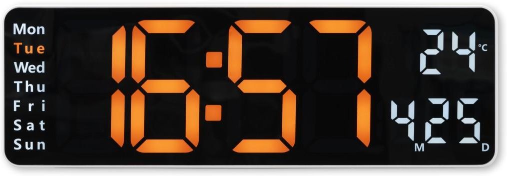 Wanduhr Digital "Santa Cruz", Thermometer, großes Display, Fernbedien., WS (00222224)