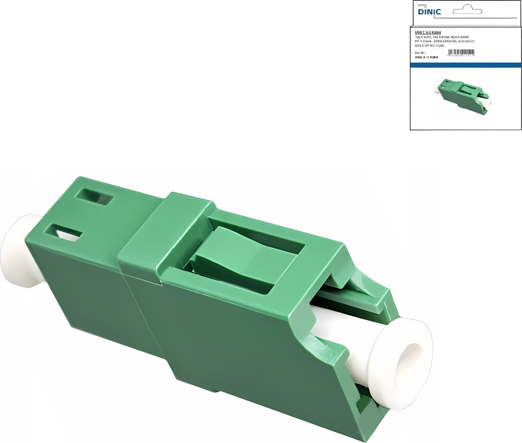 LWL Adapter LC/APC Buchse auf LC/APC Buchse Glasfaser Adapter, Singlemode / Simplex, DINIC Box mit E