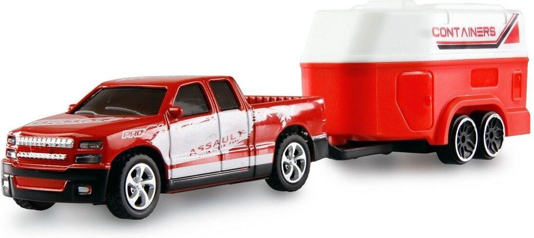 RC Pickup Die Cast mit Wohnwagen 1:64 RTR rot 6+ Ferngesteuertes Auto