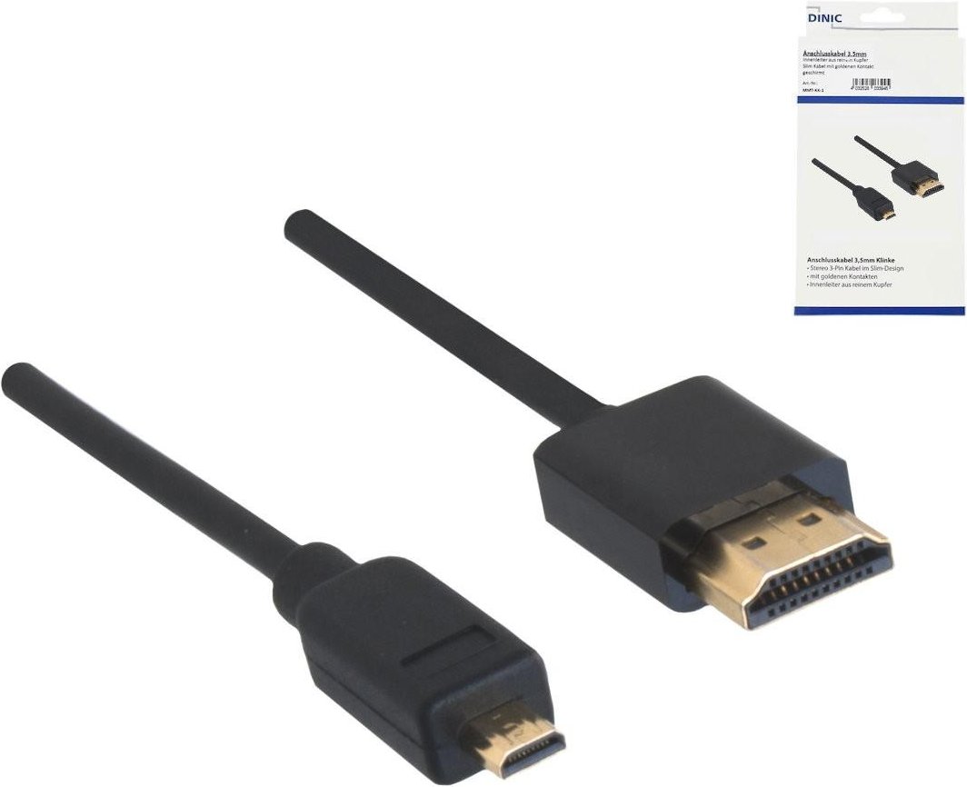 HDMI Kabel A Stecker auf micro HDMI (D) Stecker, schwarz, Länge 2,00m