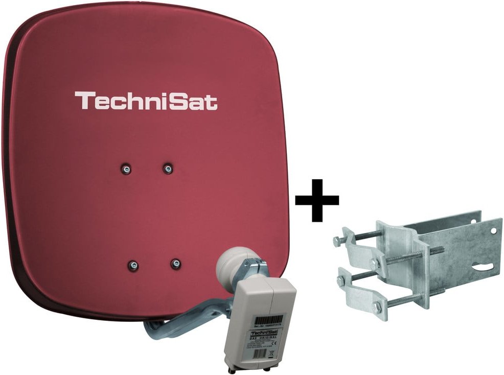DigiDish 45 ziegelrot inkl. An-Rohr-Fitting Satellitenschüssel 45 cm mit Twin LNB