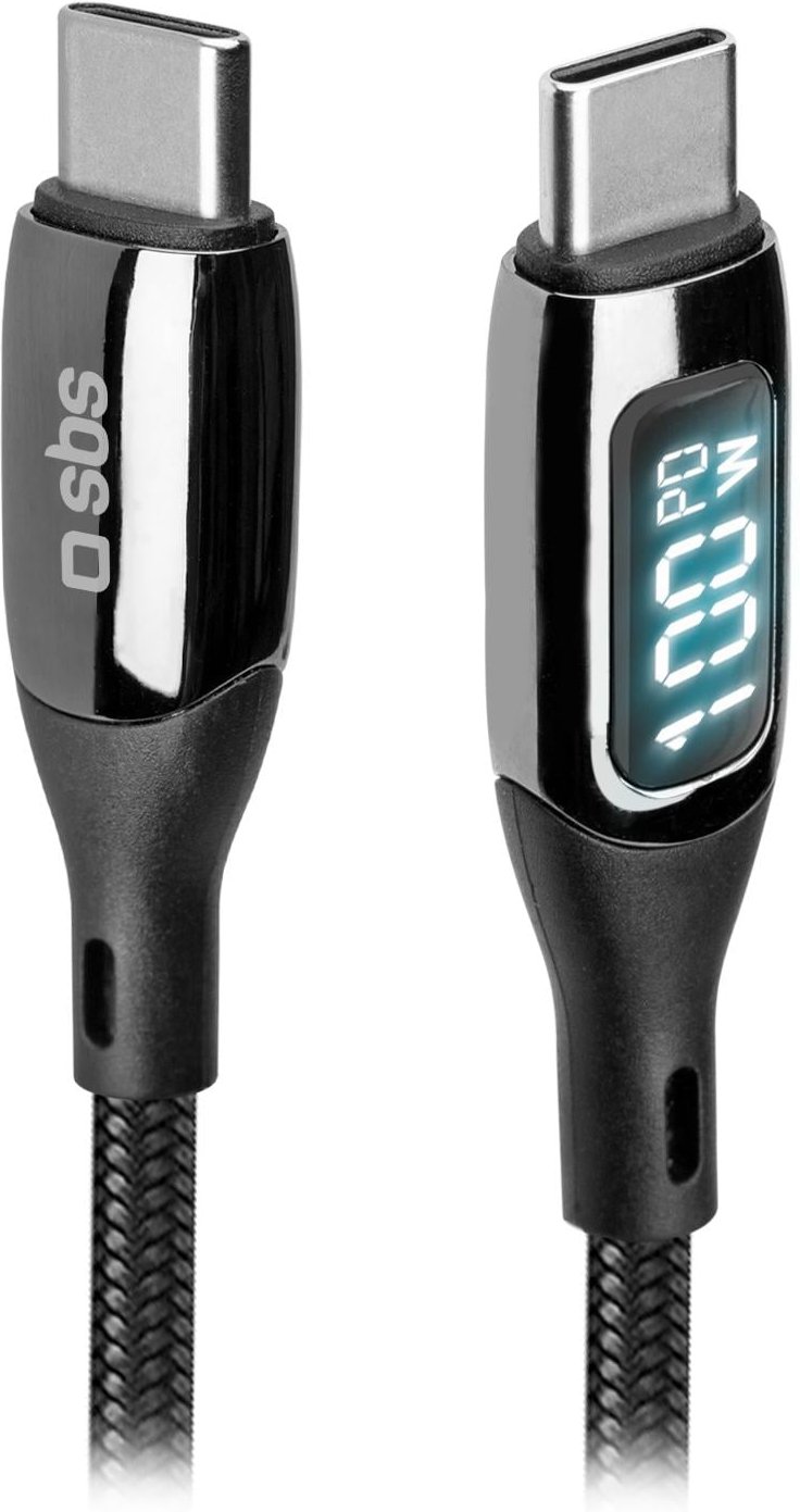 Daten- und Ladekabel, USB-C auf USB-C, 1 m, Schwarz