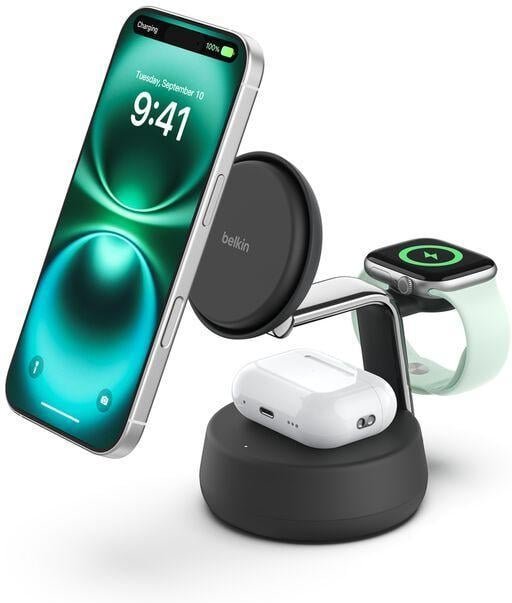 UltraCharge Pro Rabatt Magnetische 3-in-1-Ladestation mit Qi2 (25 W), schwarz