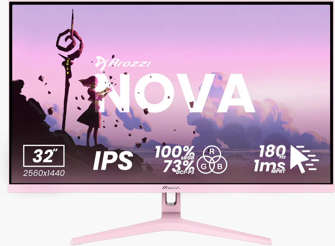 Nova, Pink, 32 Zoll, QHD, IPS, 180 Hz, 1 ms Gaming-Monitor