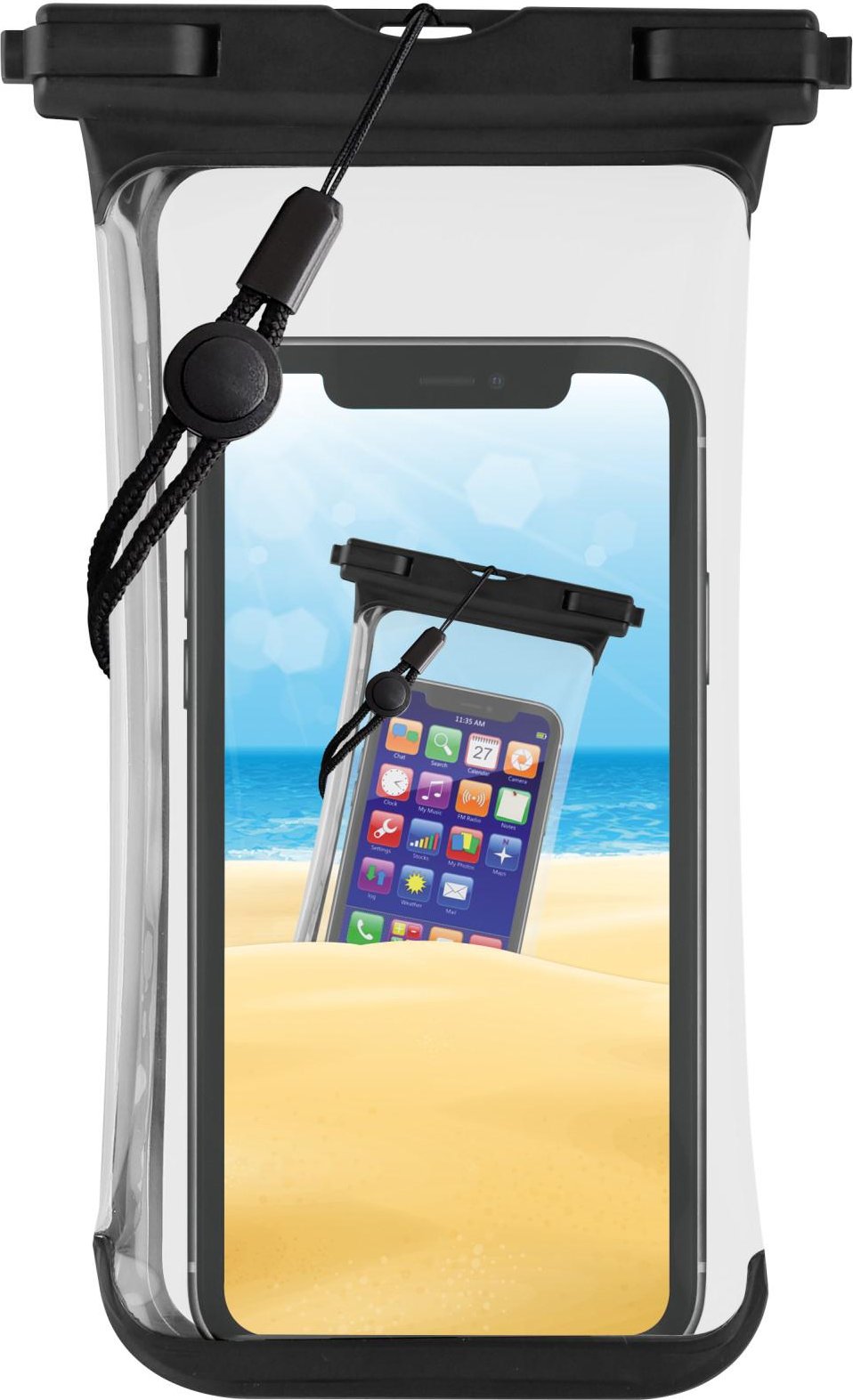Beach Bag, wasserdichte Schutztasche für Smartphones bis 6.7'', Schwarz (62379 (62365) Handyhülle