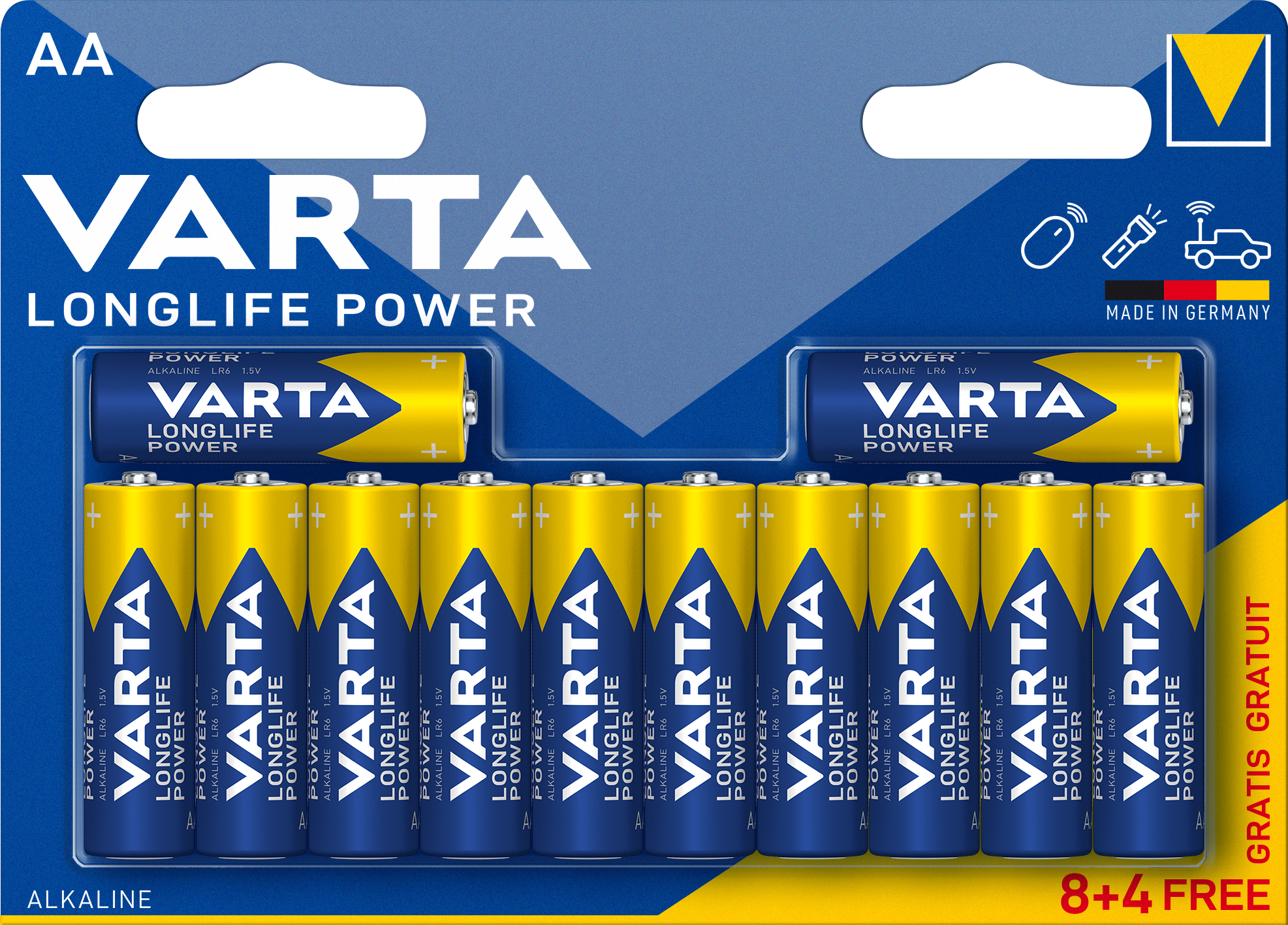 LONGLIFE Power AA, 8+4 Blister Batterie