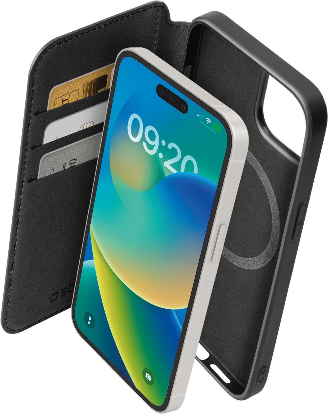 Aufklappbare Hülle kompatibel mit MagSafe iPhone 15 Pro Max Schwarz