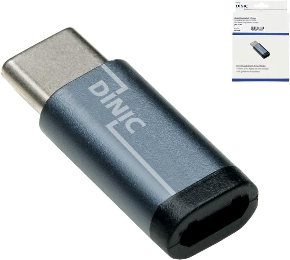 USB-Adapter, USB-C Stecker auf Micro-USB Buchse, Grau