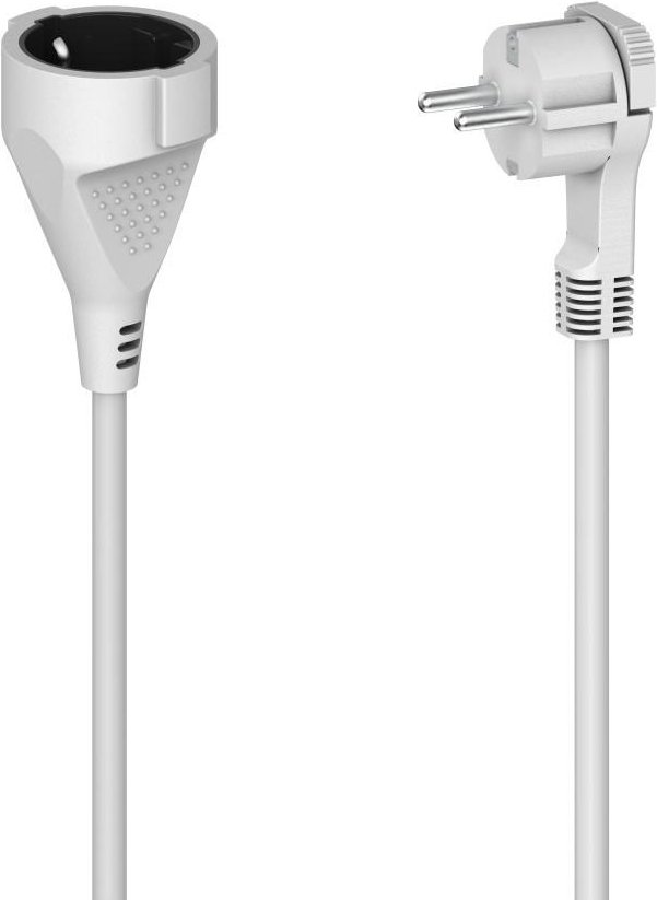 Verlängerungskabel mit Schutzkontakt, Flachstecker, für innen, 2 m, Weiß (00223241)