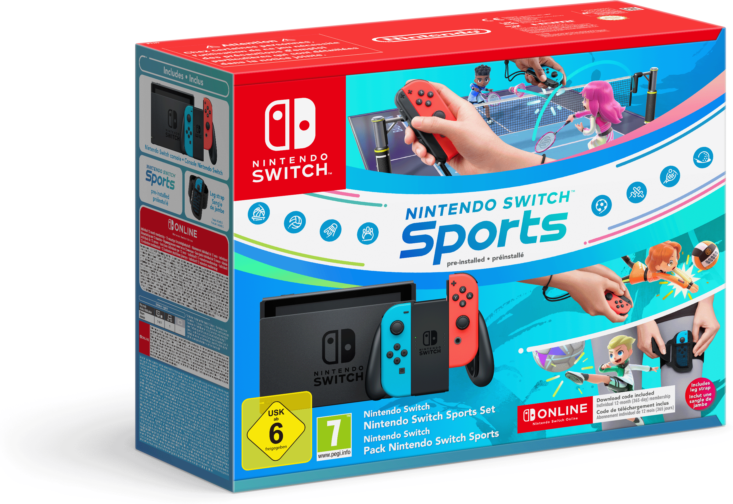 Switch-Konsole (neon-blau/neon-rot) - Nintendo Switch Sports-Set