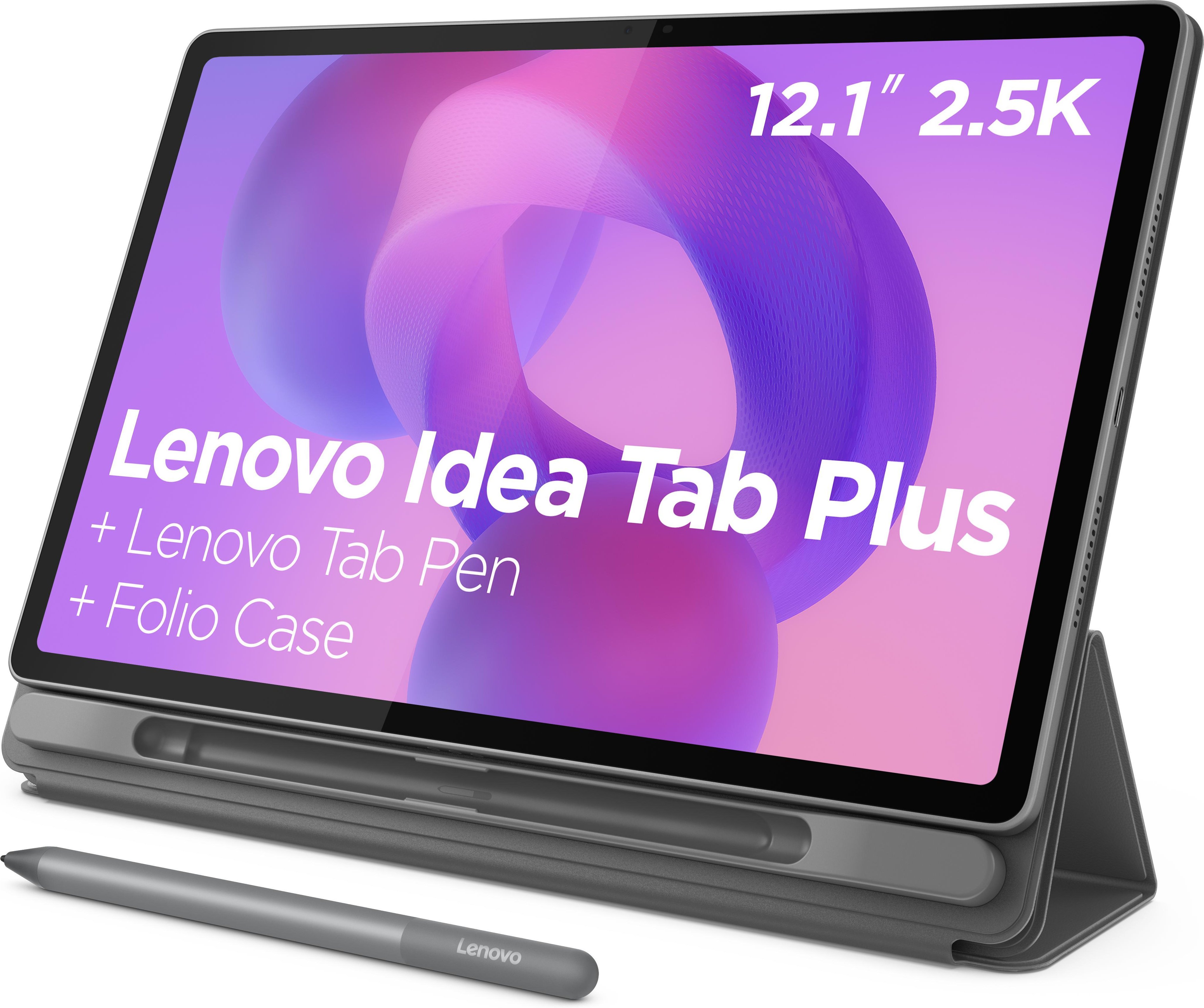 Idea Tab Plus + Stift und Folio Case, Grau, 12,1 Zoll, WQXGA, 90 Hz, IPS, 8 GB, 256 GB, Android
