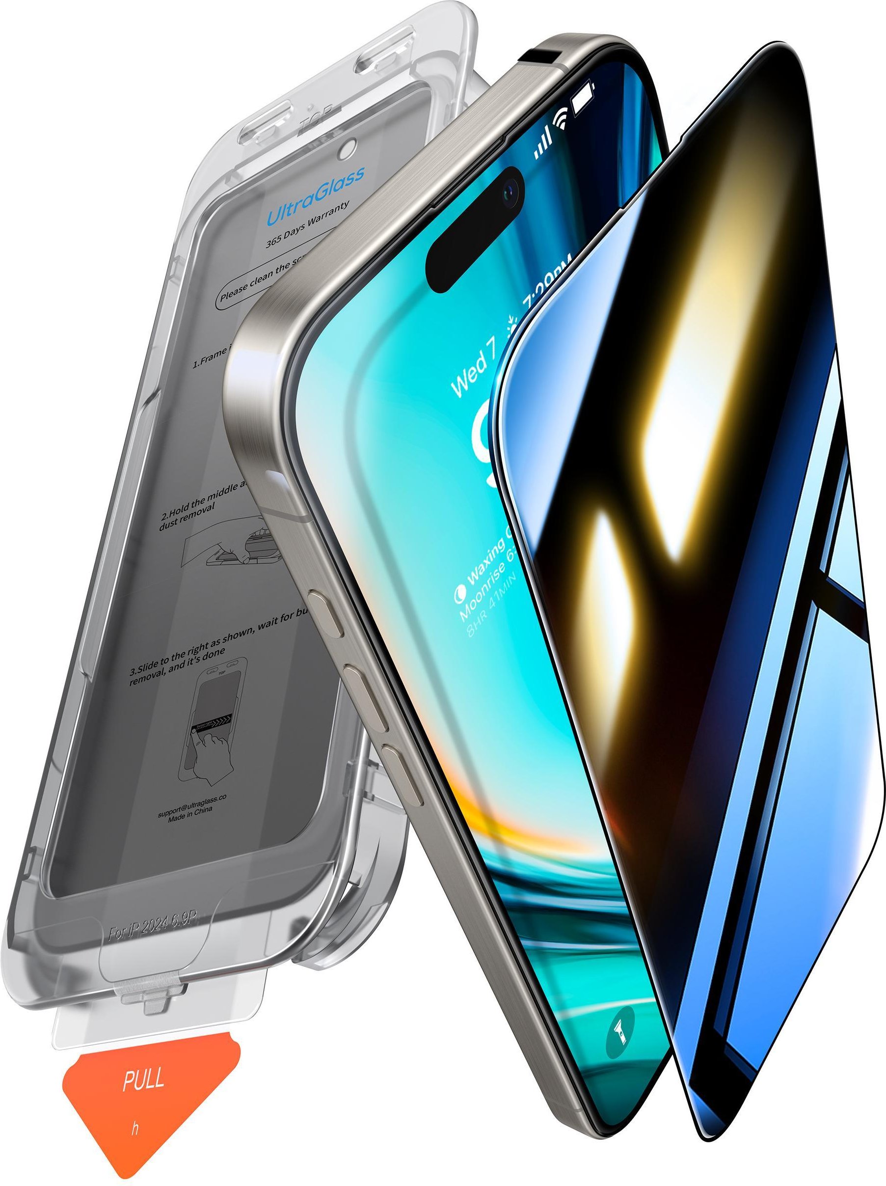 Install Master Privacy screen protector für iPhone 16 Pro Black Schutzglas