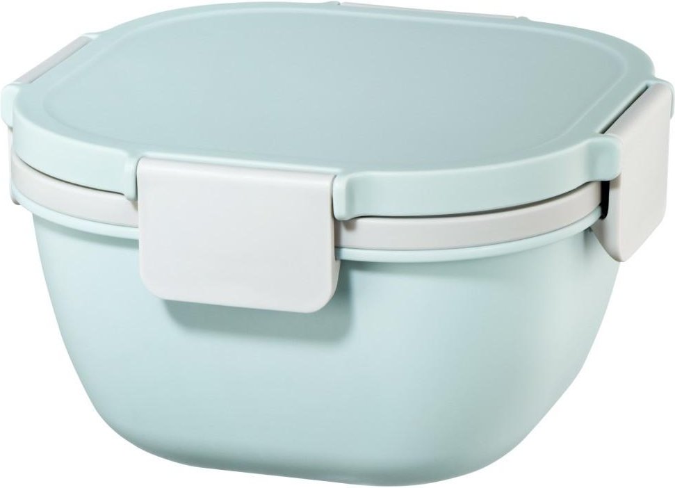 Salatbox To Go, Dressingbehälter, Topper 3 Fächer, Besteck, 1,4l, Past.blau (00181584)