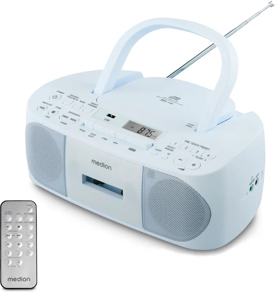 LIFE® E65010 Boombox blau Radiorekorder mit CD-Spieler und Kassettendeck