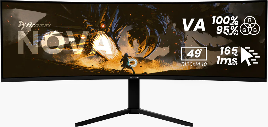Nova, Schwarz, 49 Zoll, Curved, UWQHD, VA, 165 Hz, 1 ms