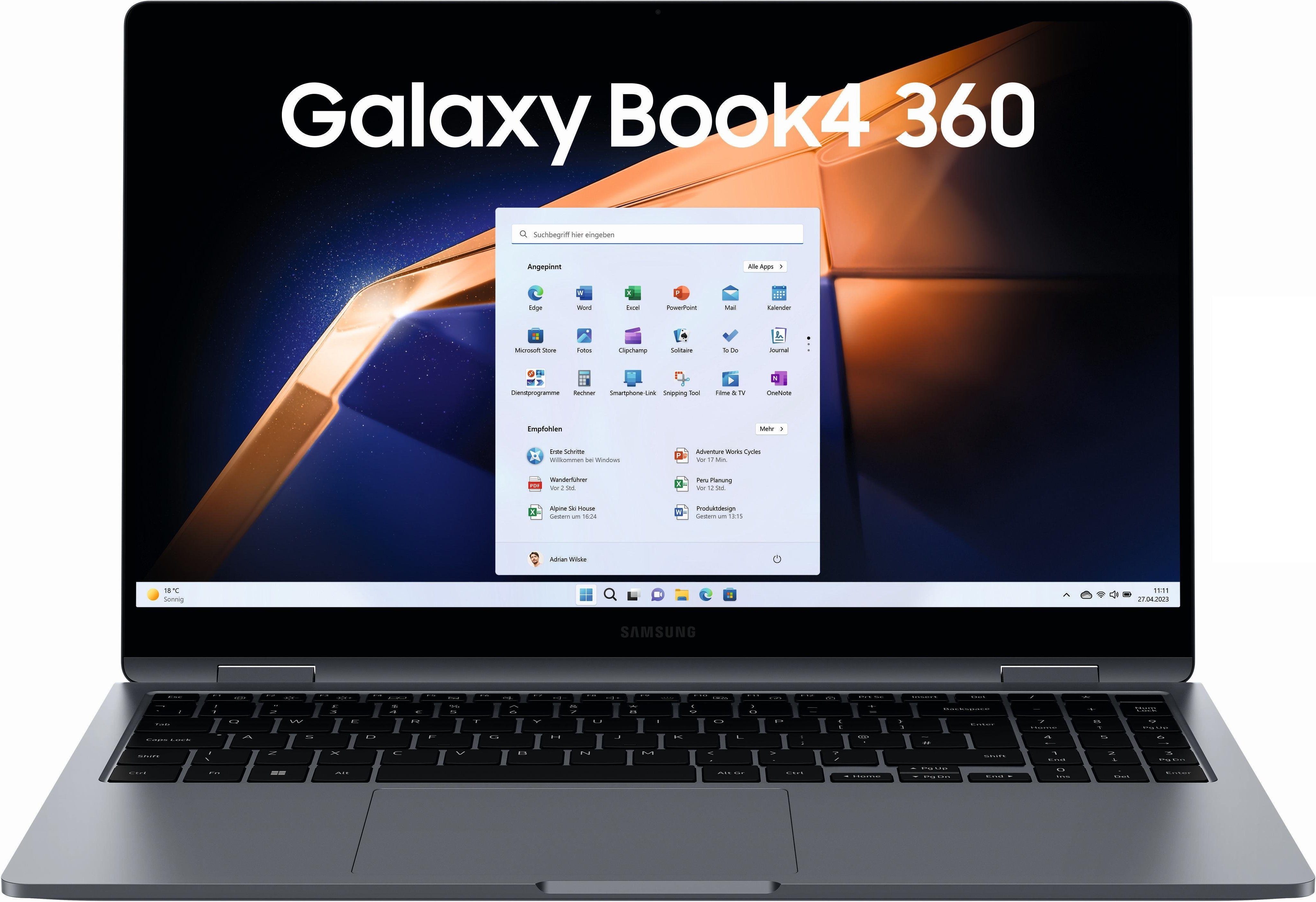 Galaxy Book4 360, Moonstone Gray, 15,6 Zoll, Full-HD, Intel Core i7-150U, 16GB, 512GB SSD 2in1 Convertible