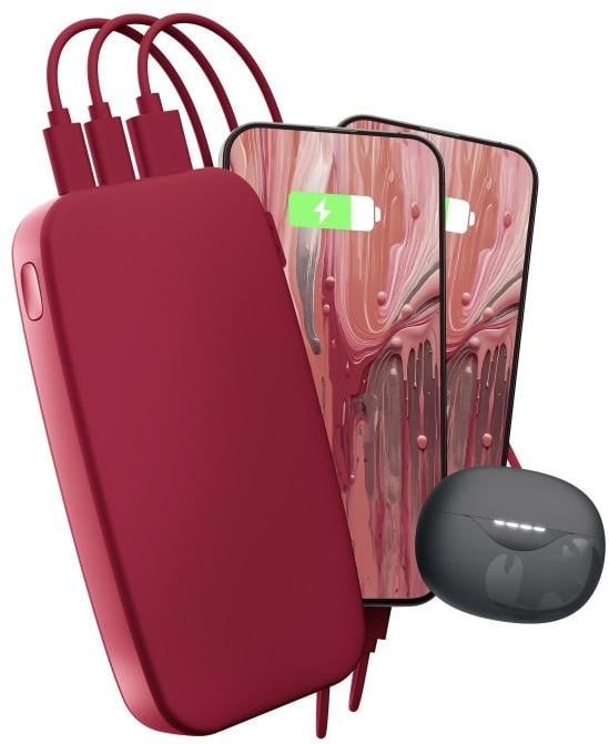 Powerbank 24000mAh USB-C, Ultra Fast Charging, 20W PD, Berry Red (00231834)