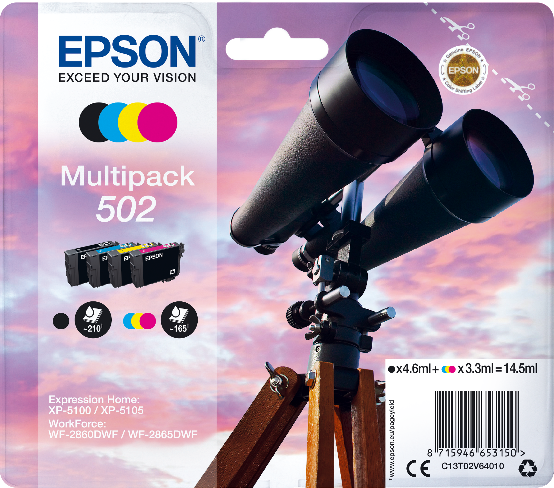 Thumbnail - C13T02V64010 Fernglas CMYK MultiPack Druckerpatrone