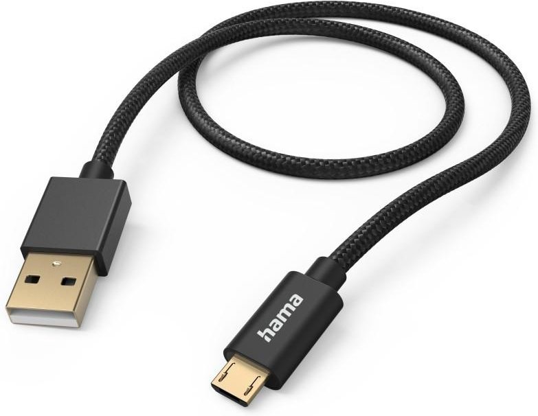 Ladekabel "Fabric", USB-A - Micro-USB, 1,5 m, Nylon, Schwarz (00201543)
