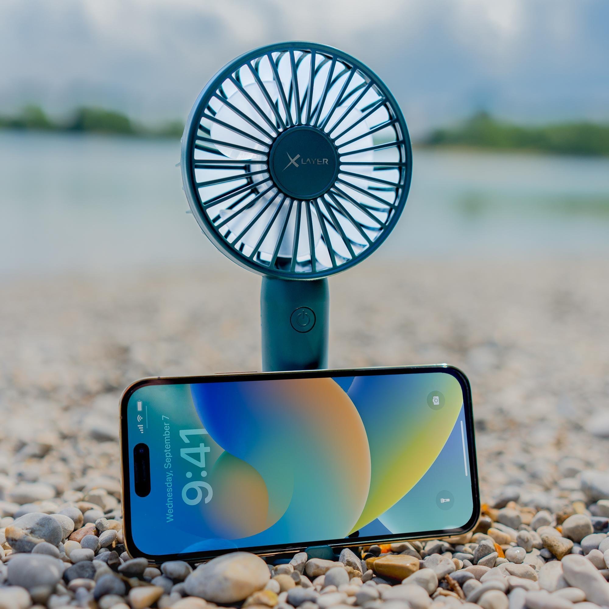 Thumbnail - Handyhalter mit Ventilator 1.200 mAh mit Dock Grün