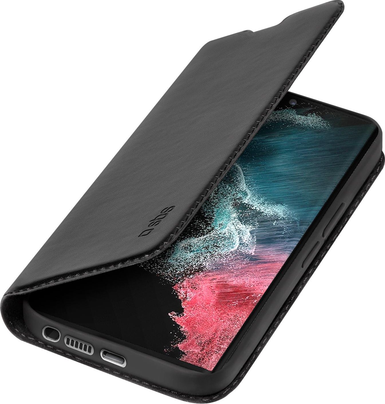 Bookcase Wallet Lite-Hülle für Samsung Galaxy S23 Ultra, Schwarz